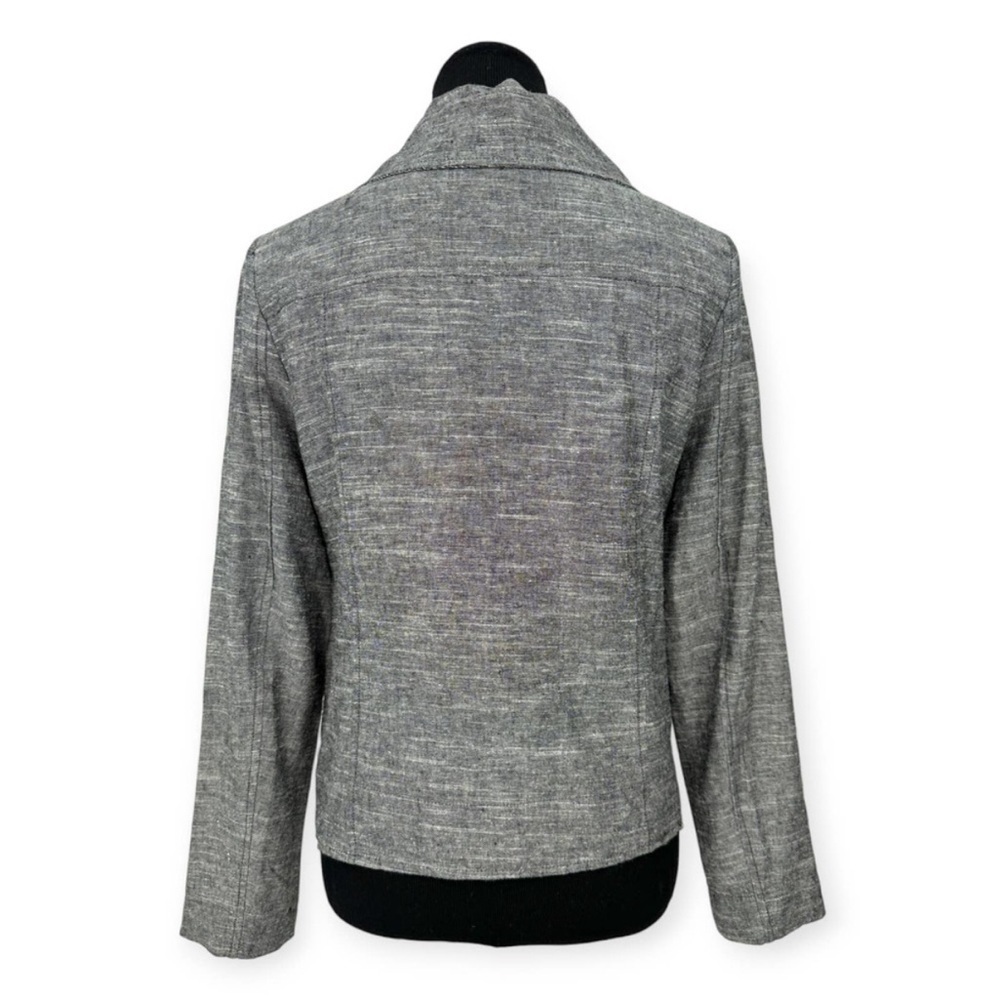 NWT Max Studio Women's Gray Moto Symmetcial Zip Up Linen Blend Jacket Size Small - Picture 7 of 9